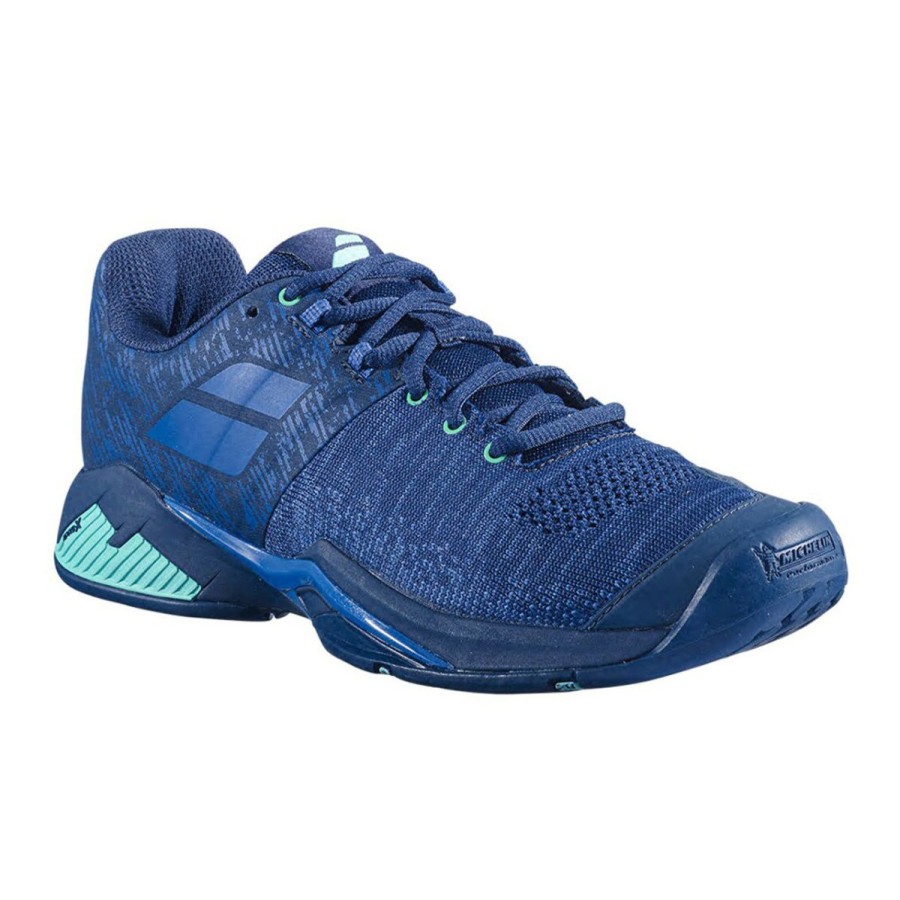 Shoes * | Babolat Propulse Blast All Court Shoe Men'S Dark Blue/Viridian Green 2021