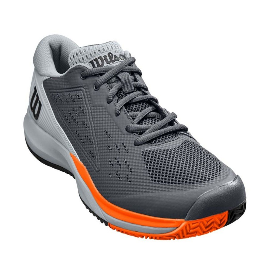 Shoes * | Wilson Rush Pro Ace Wide Shoe Men'S Ebony/Quarry/Shocking Orange