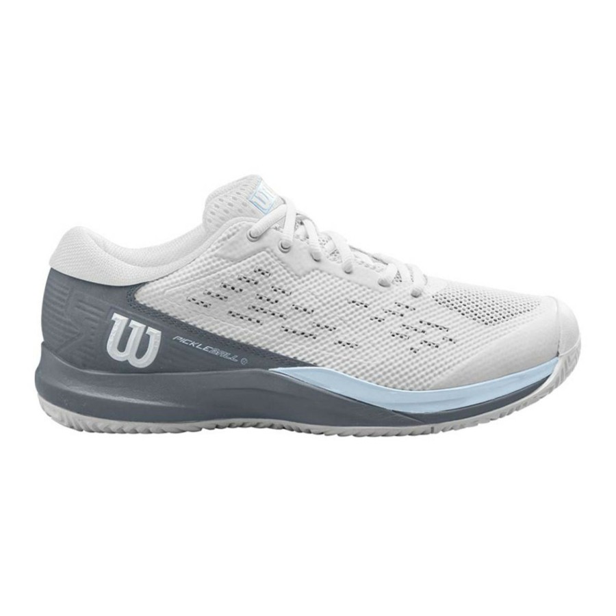 Shoes * | Wilson Rush Pro Ace Pickler Wide Shoe Women'S White/Stormy Weather/Baby Blue